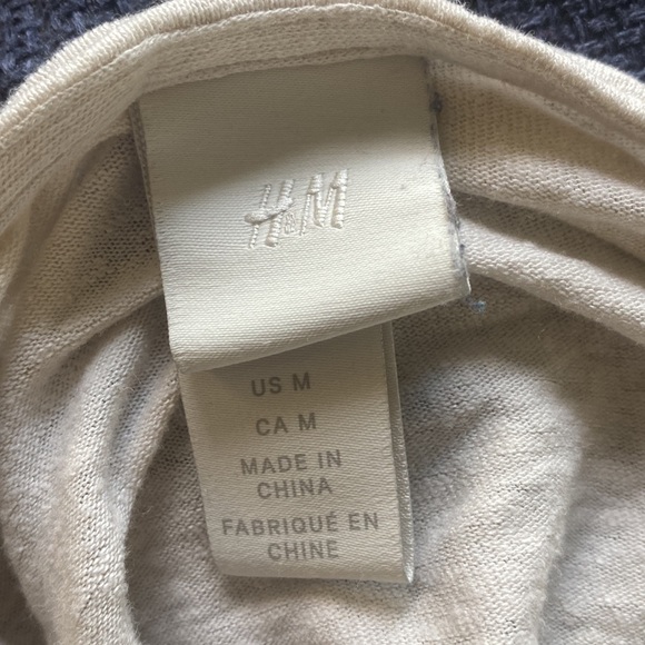 H&M Cream Linen Lighweight Cropped Button Cardigan - Picture 2 of 3
